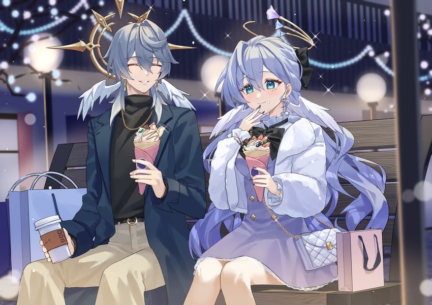 robin and sunday (honkai and 1 more) drawn by tsukimori_mochi