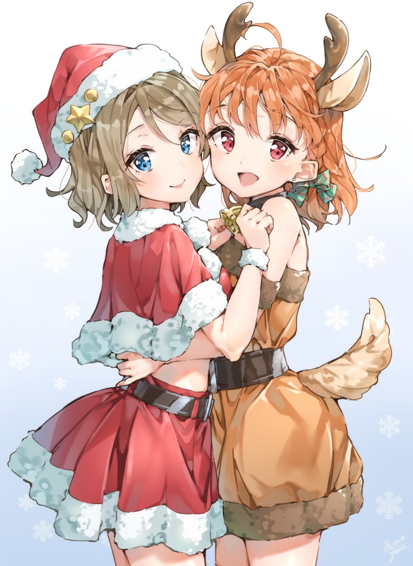 watanabe you and takami chika (love live! and 1 more) drawn by takenoko_no_you