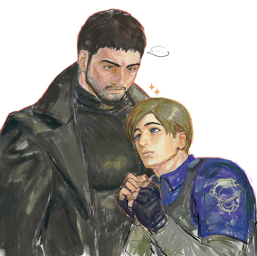 leon s. kennedy and chris redfield (resident evil and 2 more) drawn by 123456dyom