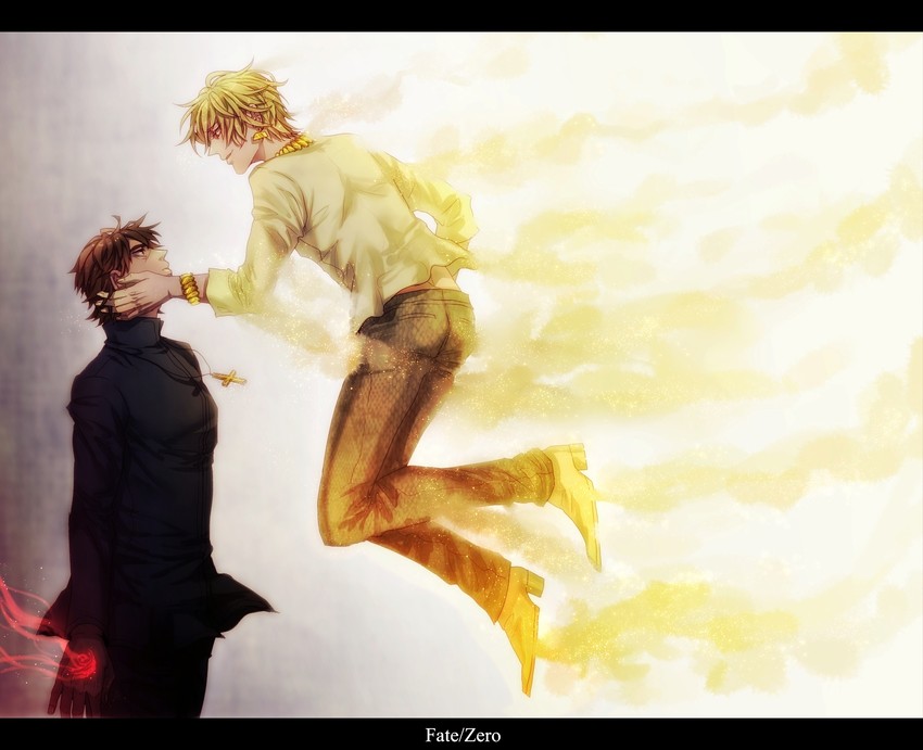kotomine kirei and gilgamesh (fate and 2 more) drawn by tsubakiya