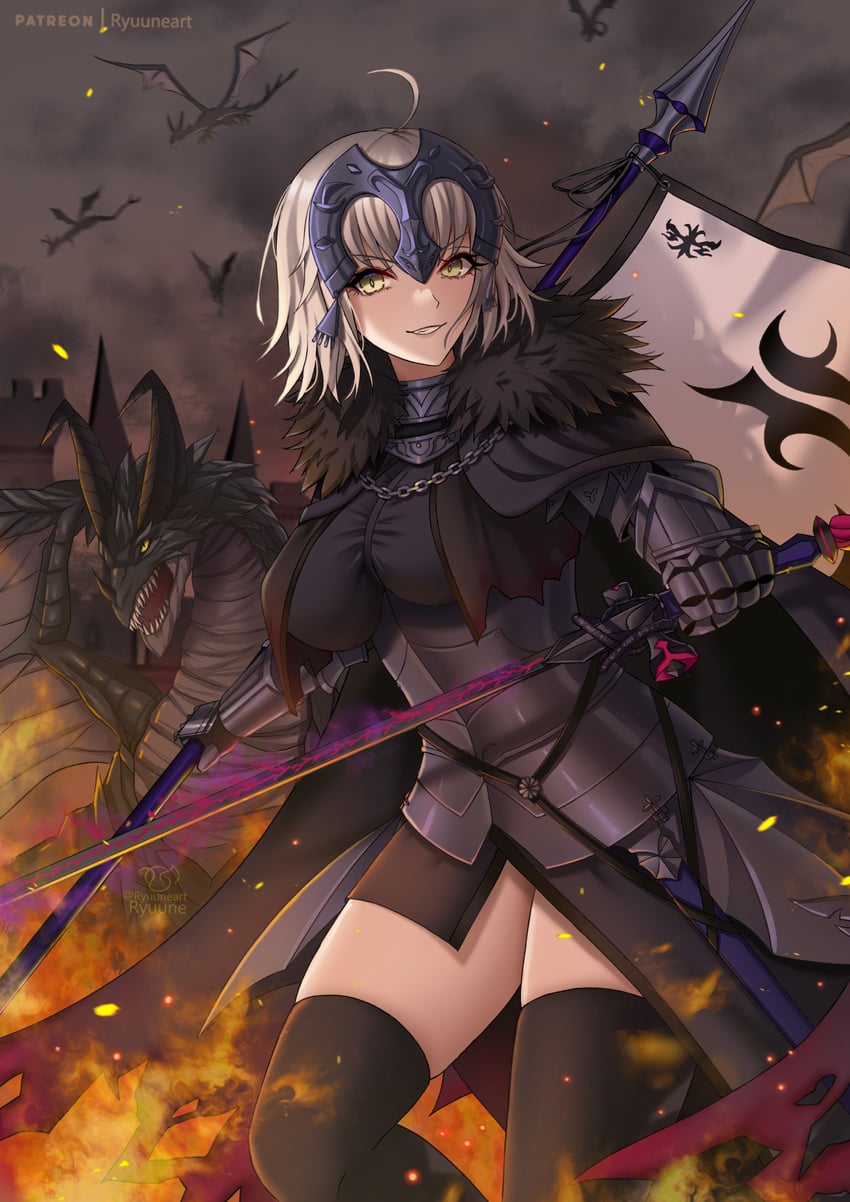 jeanne d'arc alter and fafnir (fate and 1 more) drawn by ryuuneart