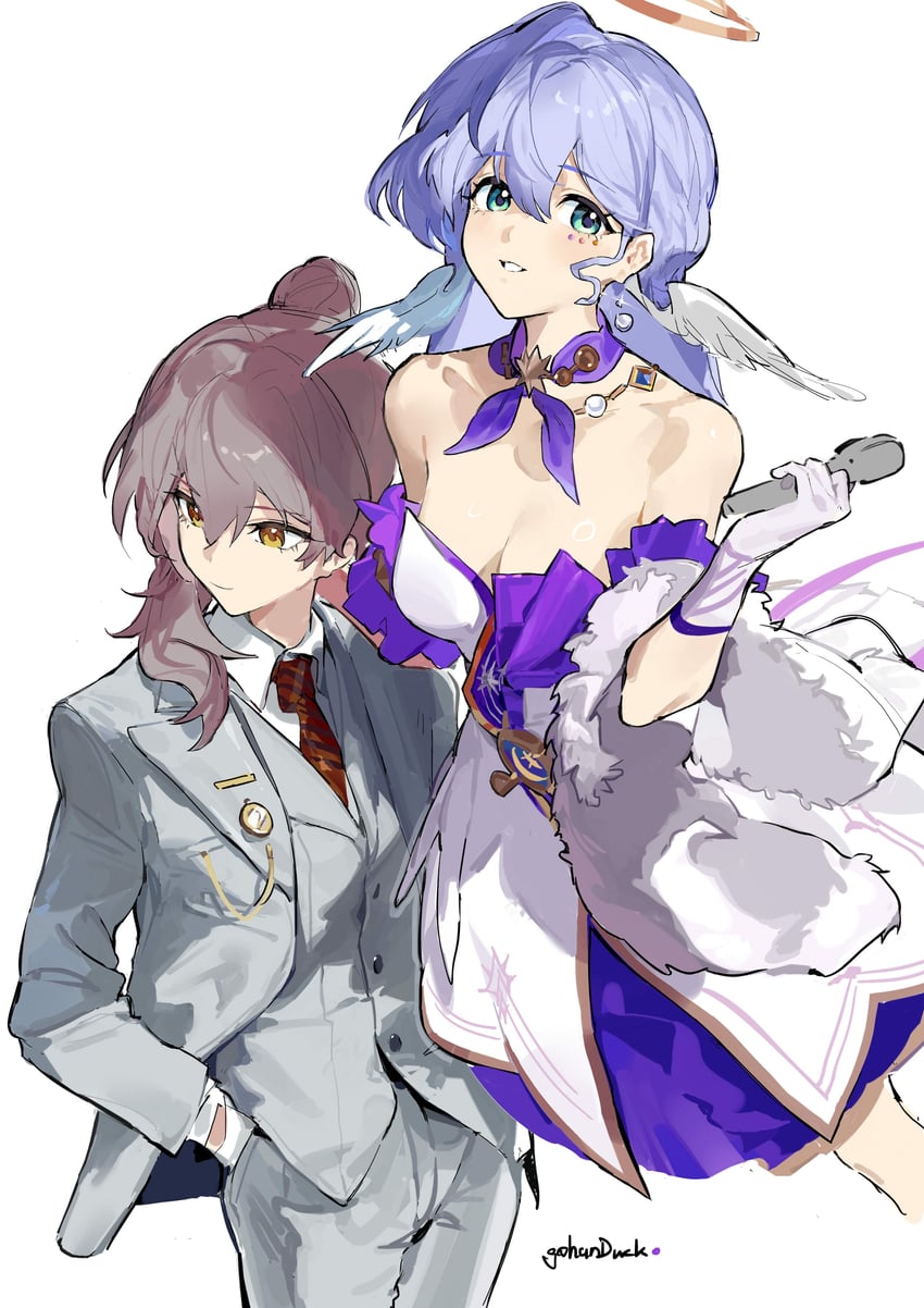 trailblazer, stelle, and robin (honkai and 1 more) drawn by gohanduck