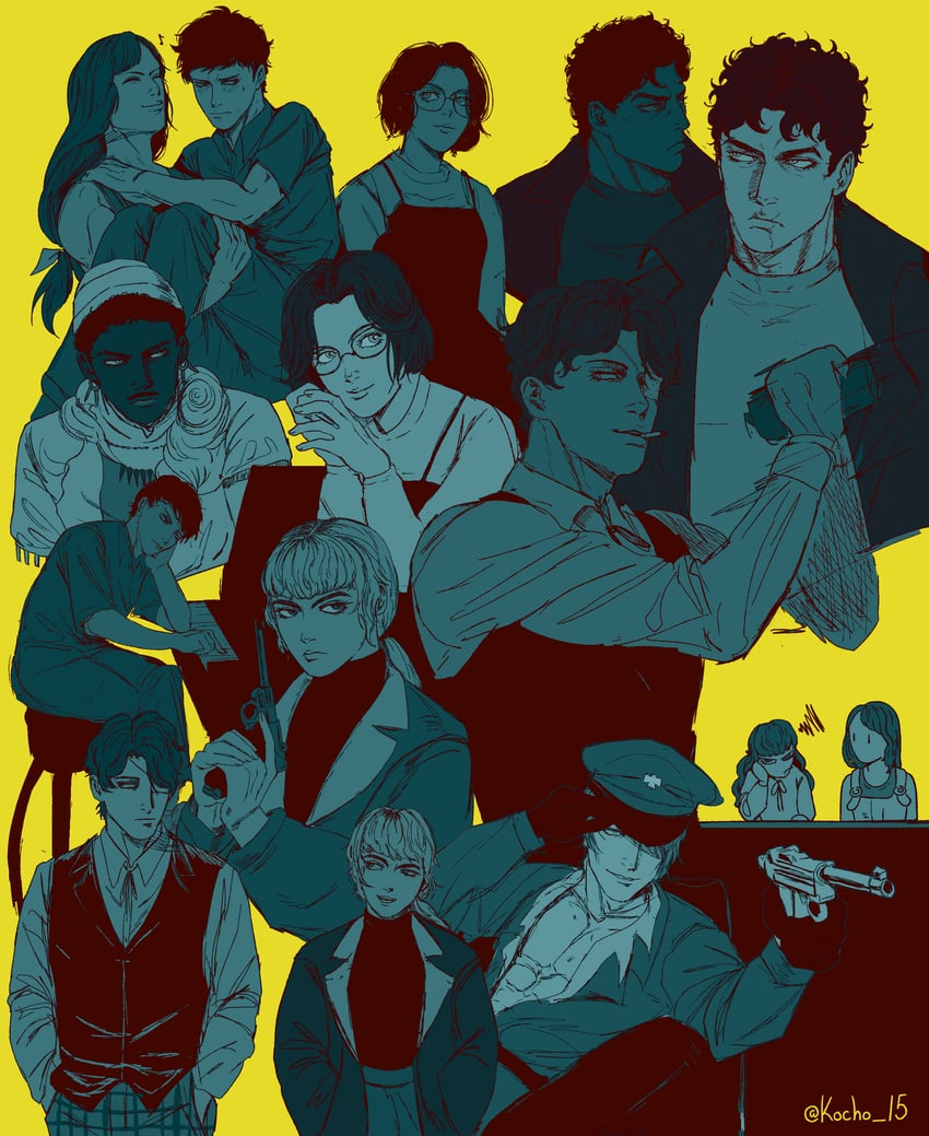marina, levi, daan, karin, abella, and 4 more (fear & hunger and 1 more) drawn by kocho_15