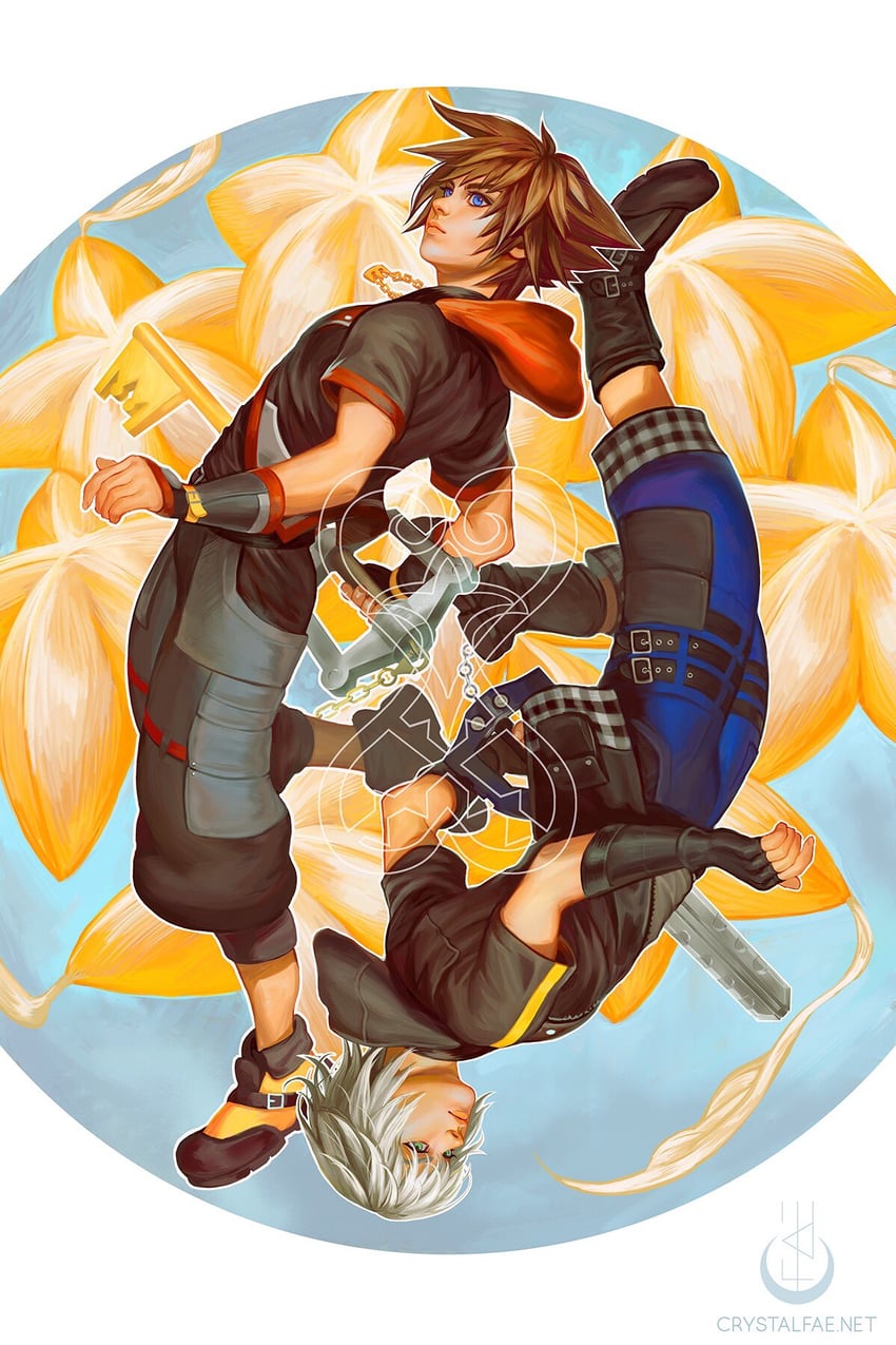 sora and riku (kingdom hearts and 1 more) drawn by crystal_fae