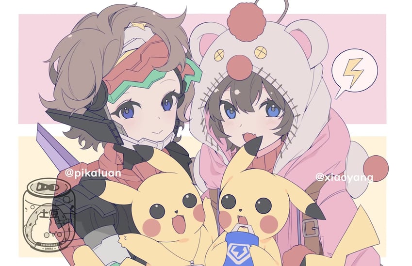 pikachu, wattson, moogle, horizon, kupo power wattson, and 1 more (pokemon and 5 more) drawn by aimnoob1120