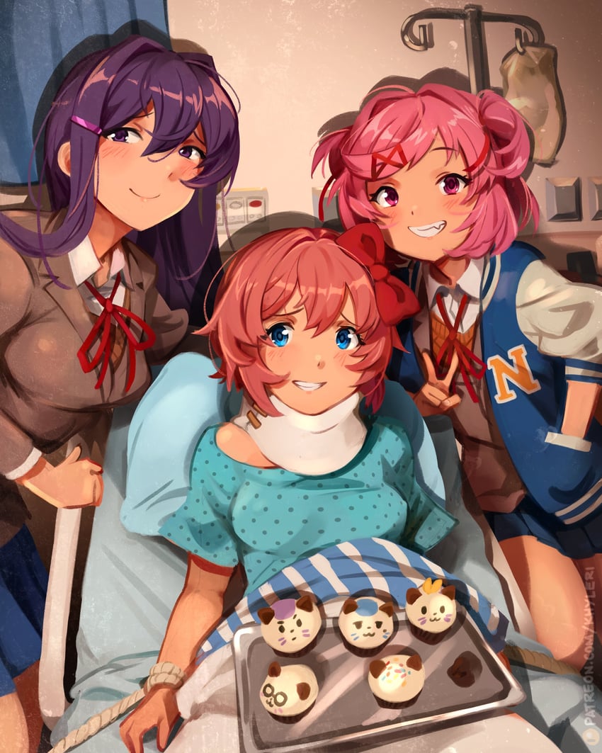hiiragi kagami, izumi konata, hiiragi tsukasa, takara miyuki, natsuki, and 2 more (lucky star and 1 more) drawn by khyle.