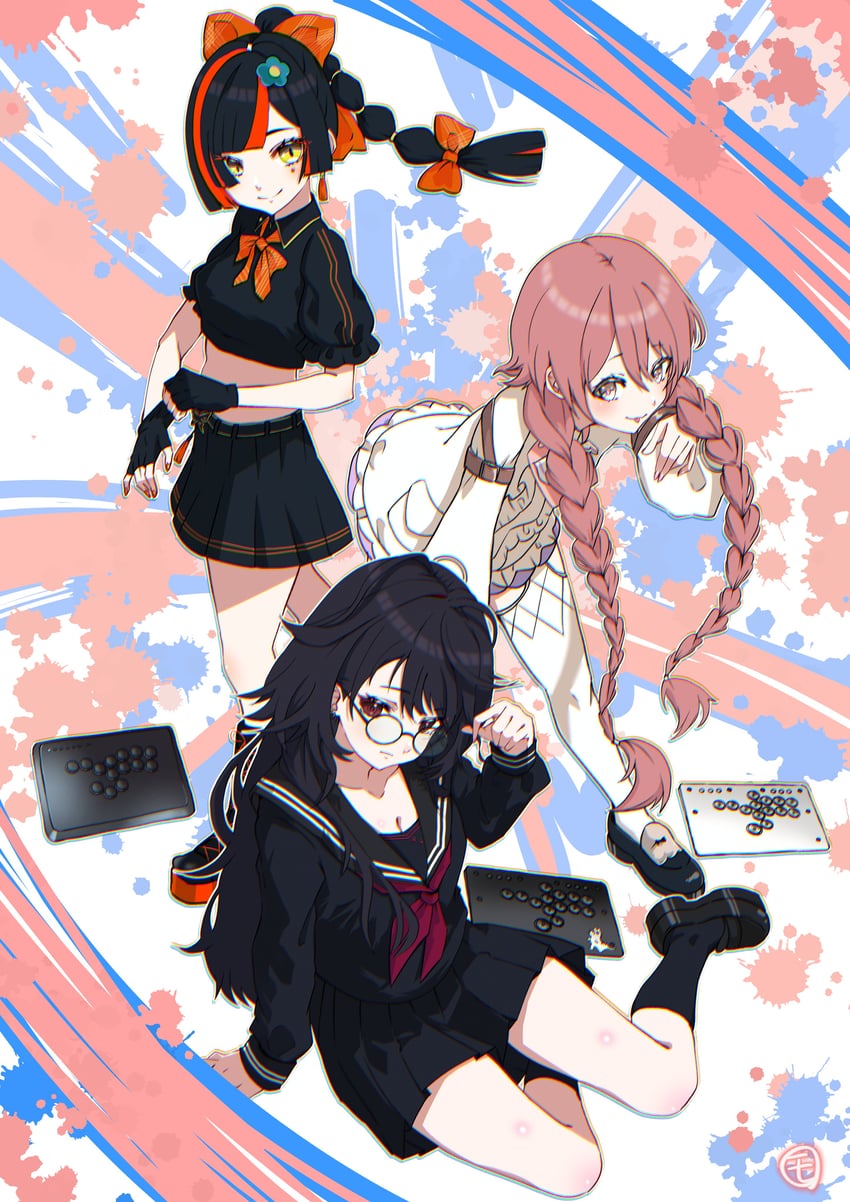 amayui moka, kisaragi ren, and choya hanabi (vspo!) drawn by heibon_banana
