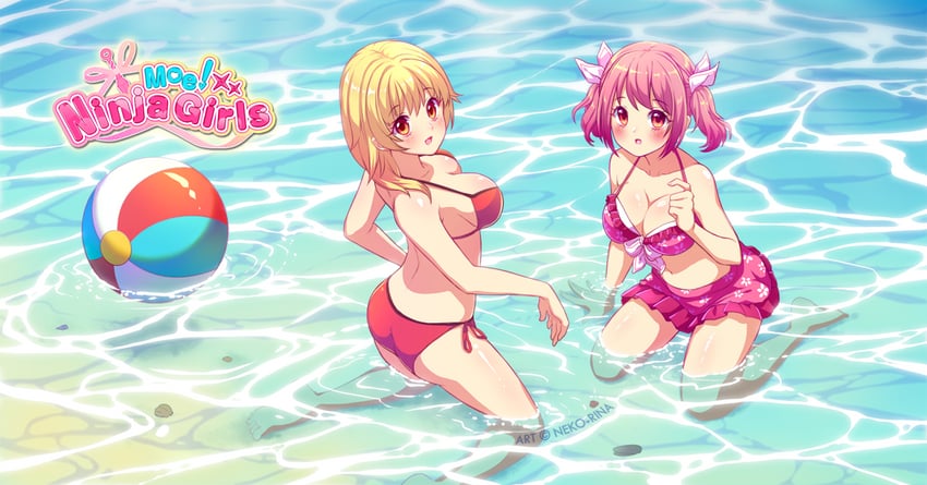 hanao akari and momochi myu (moe! ninja girls) drawn by neko-rina