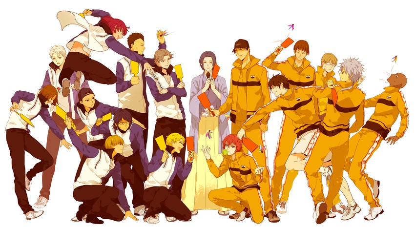 yukimura seiichi, niou masaharu, yagyuu hiroshi, atobe keigo, marui bunta, and 12 more (tennis no ouji-sama) drawn by yasai_(getsu)