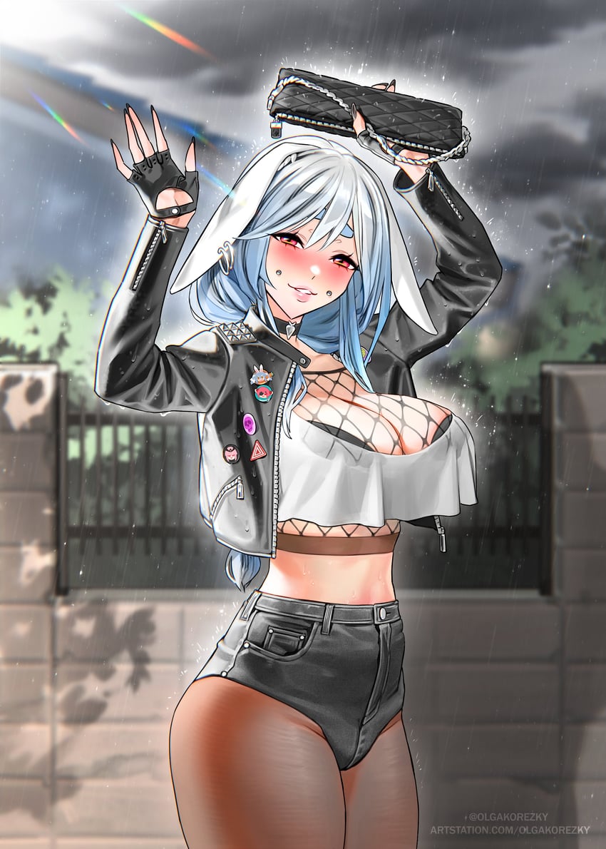 houshou marine, mori calliope, usada pekora, and pekomama (hololive and 1 more) drawn by olga_korezky