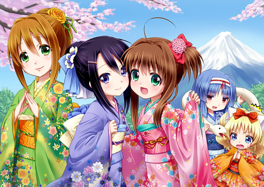 sakura akari, miria marigold mackenzie, sara, sakura monica, and alma (jewelpet and 1 more) drawn by yuu_(derodero)