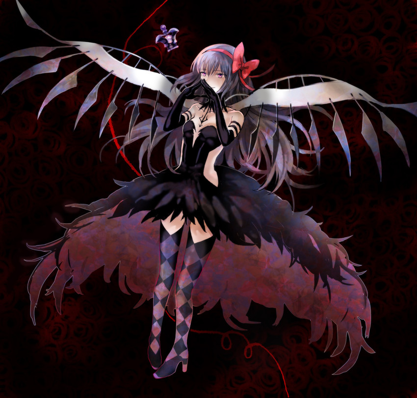akemi homura and akuma homura (mahou shoujo madoka magica and 1 more) drawn by kuroi_nyan