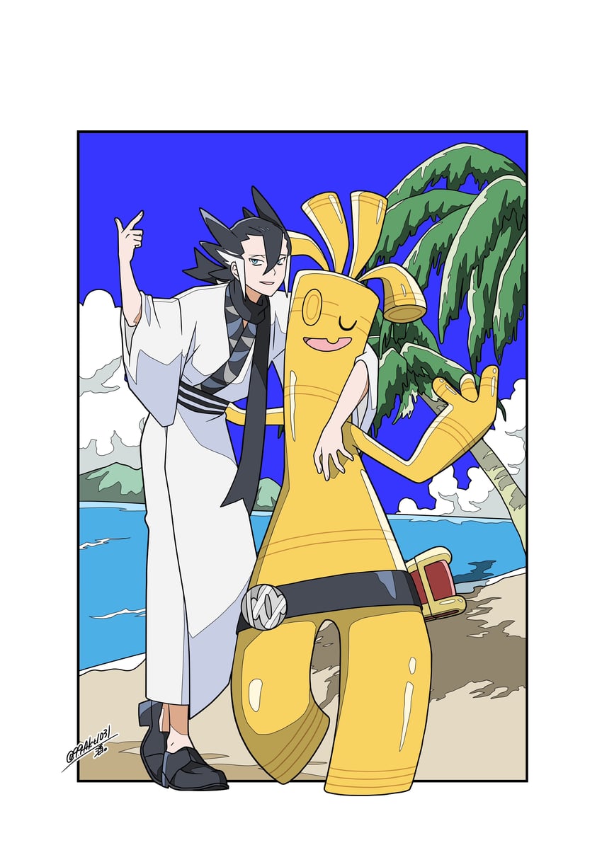 grimsley and gholdengo (pokemon and 1 more) drawn by 99akt1031