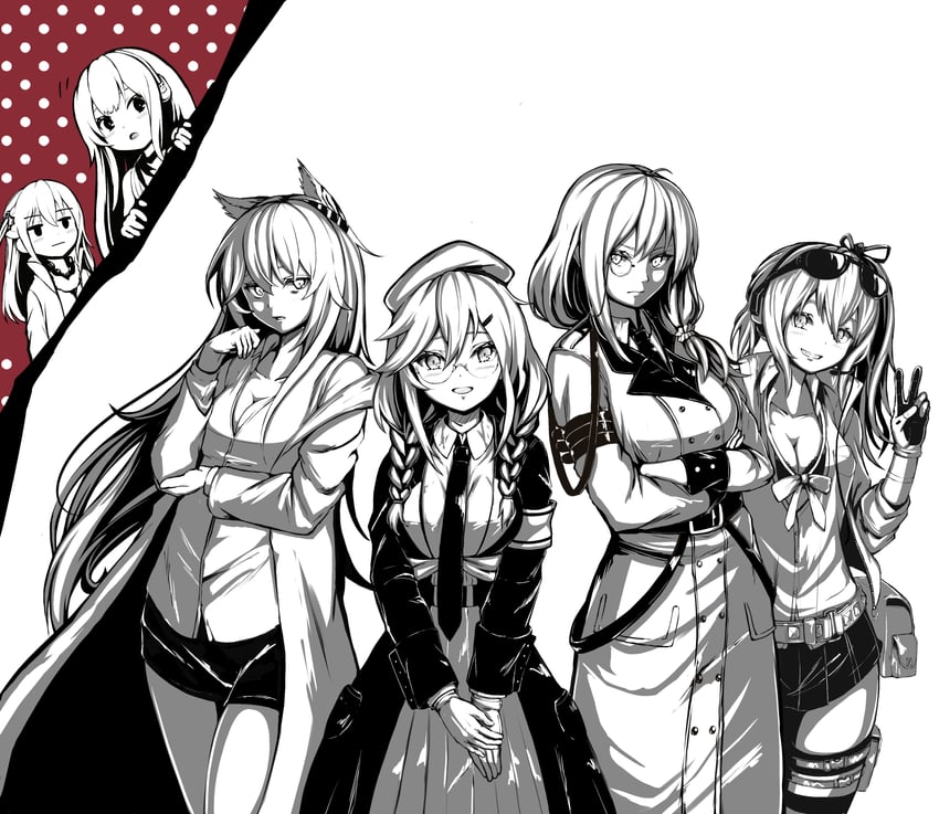 m4a1, st ar-15, kalina, helianthus, persica, and 1 more (girls' frontline) drawn by numazume