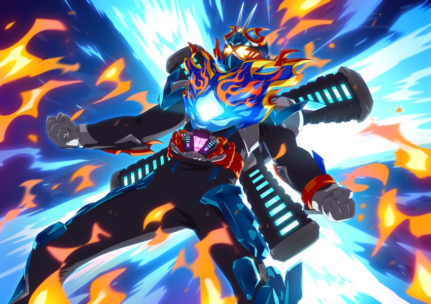 kamen rider gotchard and kamen rider fire gotchard (kamen rider and 1 more) drawn by otokamu