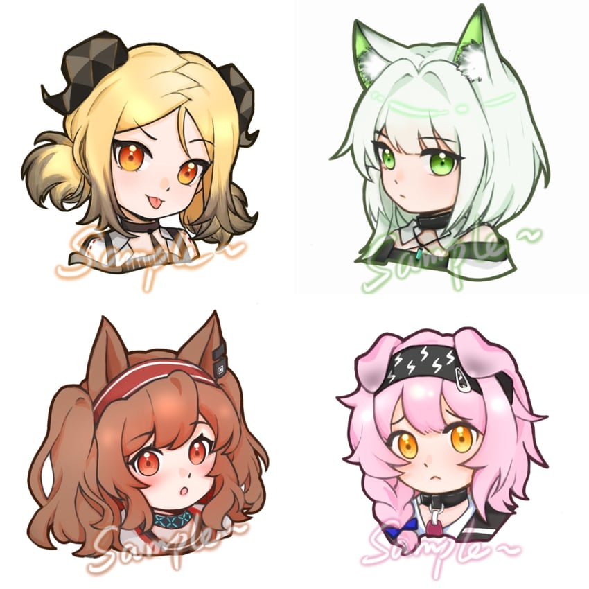 kal'tsit, angelina, goldenglow, and ifrit (arknights) drawn by mai_(mai1063240)