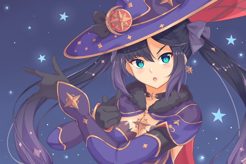 mona (genshin impact and 1 more) drawn by paperface