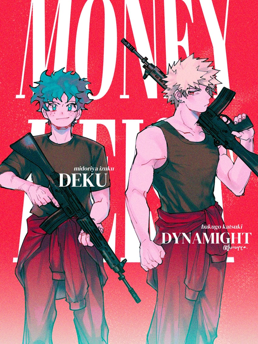 midoriya izuku and bakugou katsuki (boku no hero academia and 1 more) drawn by juizyya