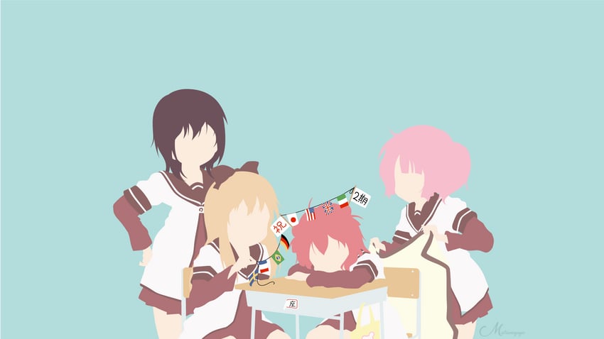 toshinou kyouko, akaza akari, funami yui, and yoshikawa chinatsu (yuruyuri) drawn by matsumayu