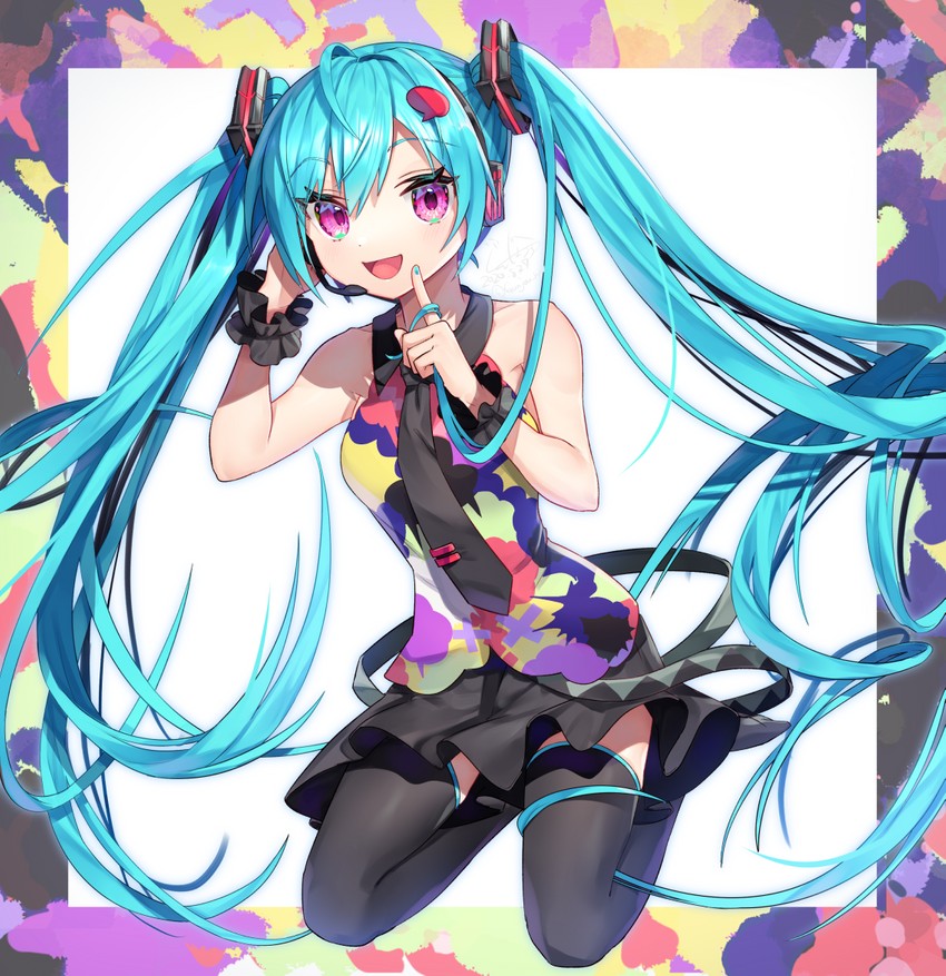 hatsune miku (vocaloid and 1 more) drawn by gunjou_row