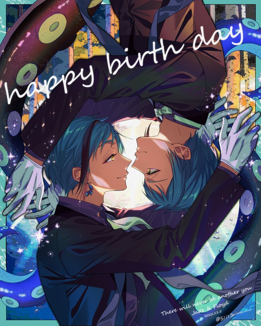 floyd leech and jade leech (twisted wonderland) drawn by siiisuuu