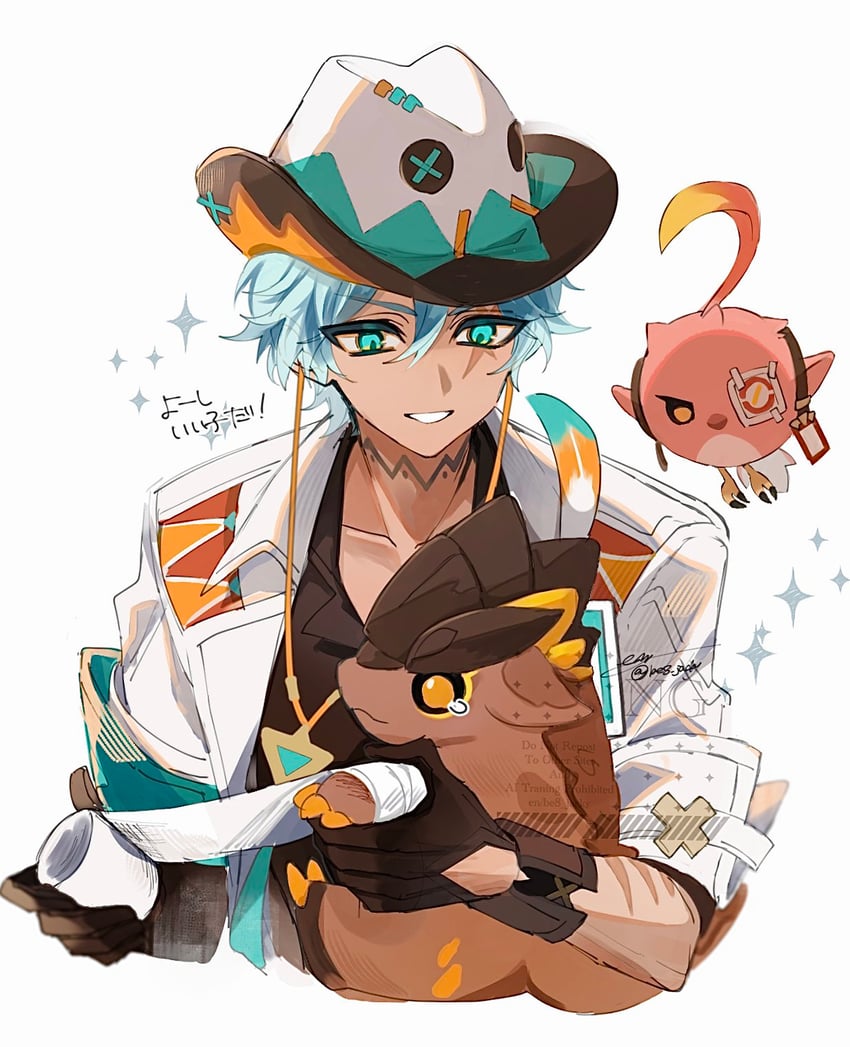 ifa, tepetlisaurus, and cacucu (genshin impact) drawn by en_(be8_jacky)