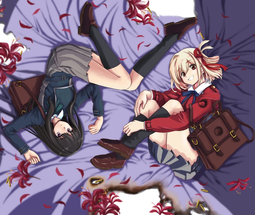nishikigi chisato and inoue takina (lycoris recoil) drawn by vittorio_veneto_(fayuuka)