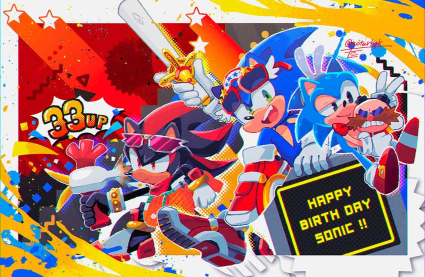 sonic the hedgehog, shadow the hedgehog, dr. eggman, classic sonic, and caliburn (sonic and 2 more) drawn by noto_(noterkgk)