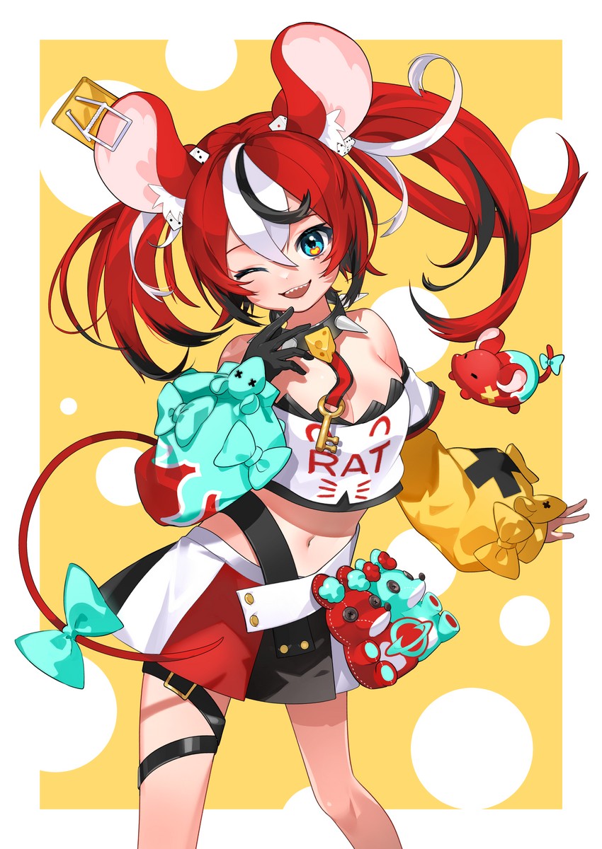 hakos baelz and mr. squeaks (hololive and 1 more) drawn by maple102