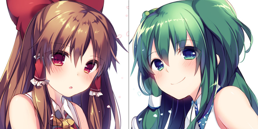 hakurei reimu and kochiya sanae (touhou) drawn by morinaga_kobato