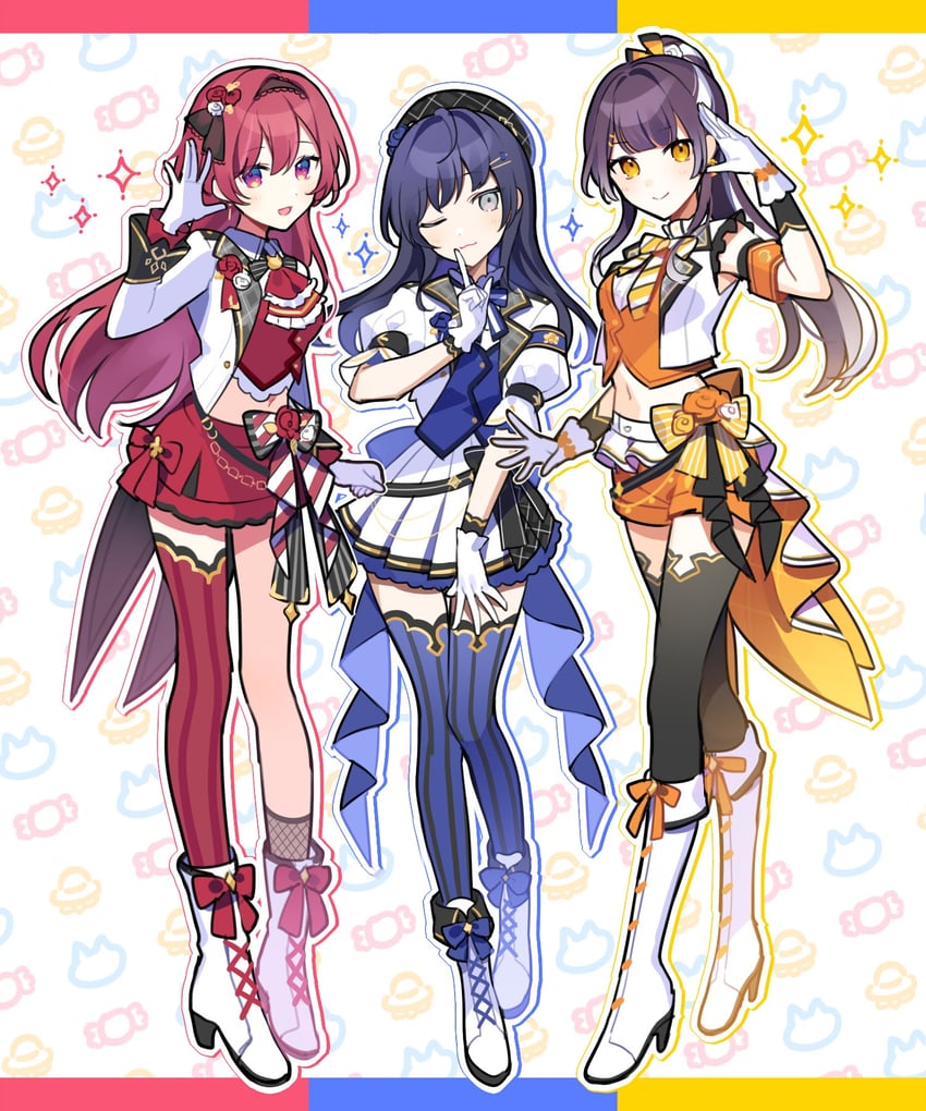 ponto nei, umise yotsuha, and amagase muyu (nijisanji) drawn by waka_(wk4444)