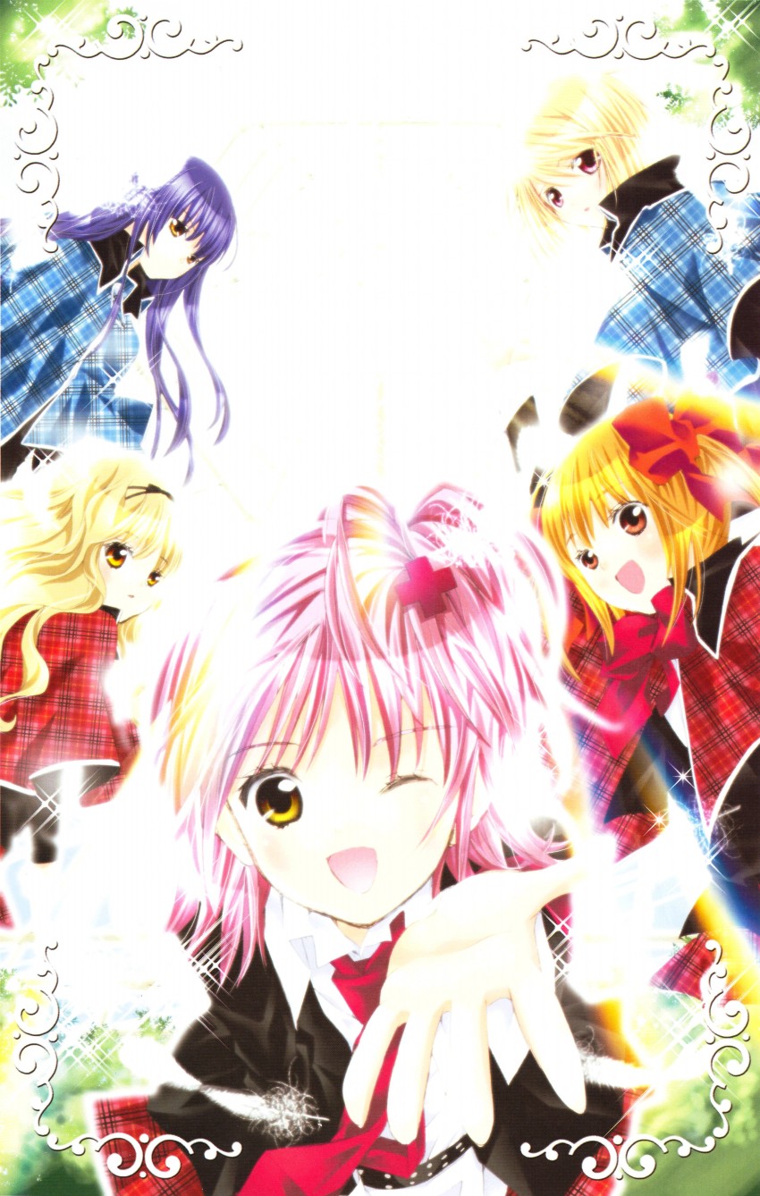 hinamori amu, mashiro rima, hotori tadase, fujisaki nagihiko, and yuiki yaya (shugo chara!) drawn by peach-pit