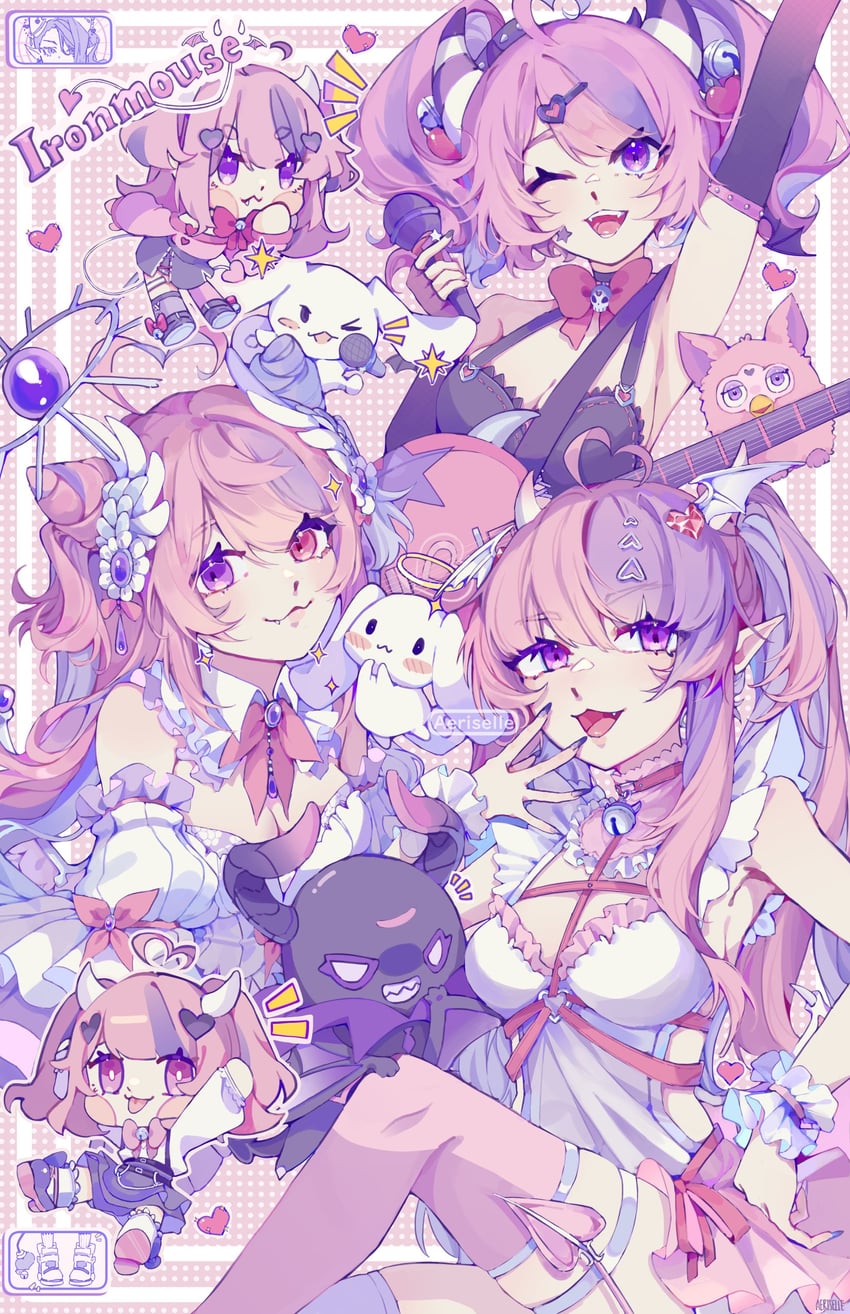 cinnamoroll, ironmouse, furby, and bubi (sanrio and 3 more) drawn by aeriselle