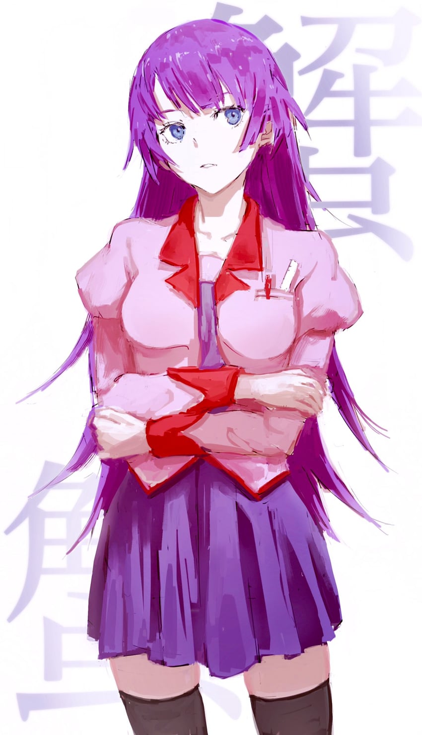 senjougahara hitagi (monogatari and 1 more) drawn by taki_(a313131333)