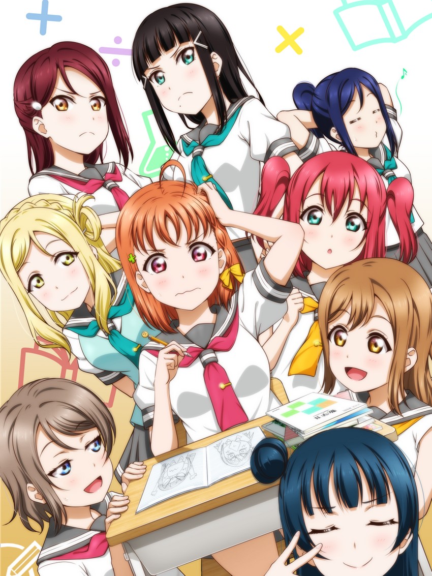 watanabe you, tsushima yoshiko, sakurauchi riko, takami chika, matsuura kanan, and 4 more (love live! and 1 more) drawn by anibache