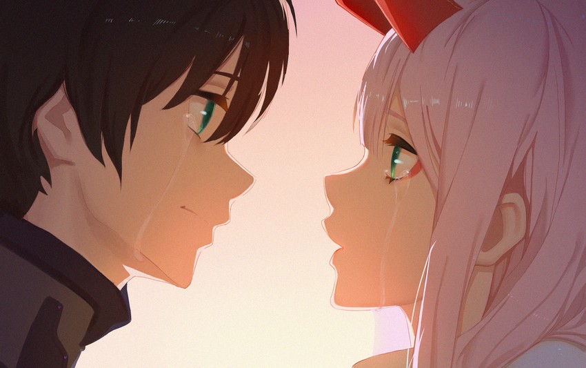 zero two and hiro (darling in the franxx) drawn by aash4i