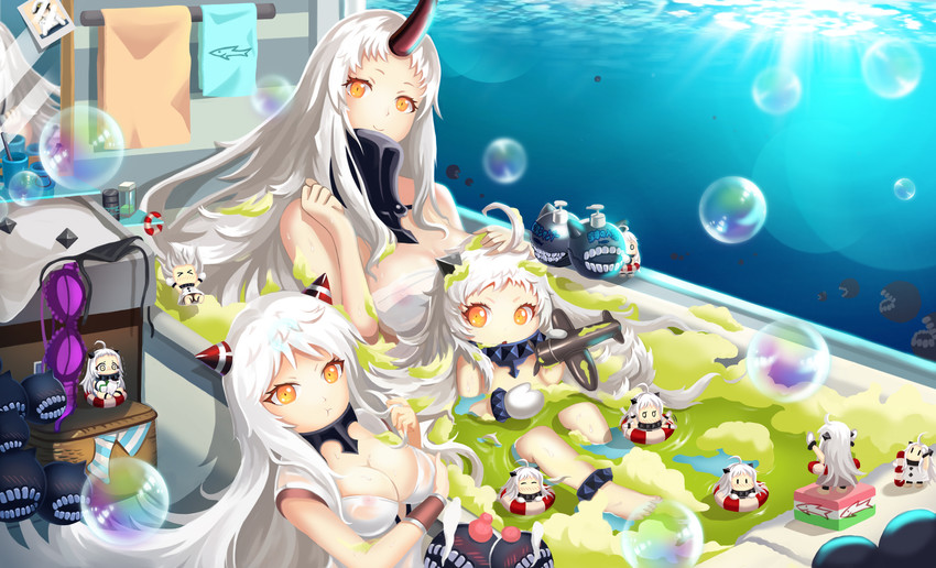 admiral, northern ocean princess, seaport princess, and airfield princess (kantai collection) drawn by hongse_beiyu