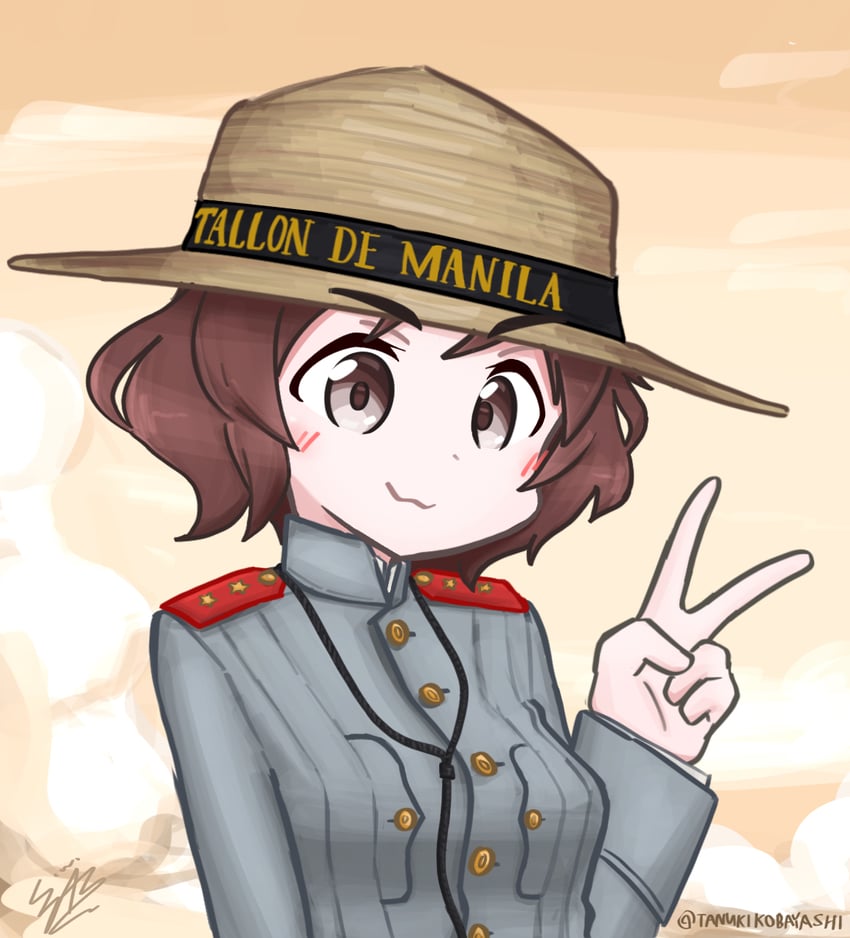 akiyama yukari (girls und panzer) drawn by tanuki_kobayashi