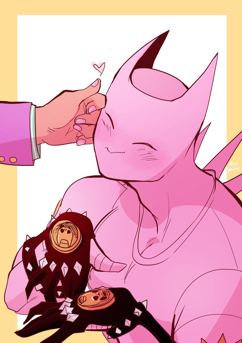 kira yoshikage and killer queen (jojo no kimyou na bouken and 1 more) drawn by herzspalter