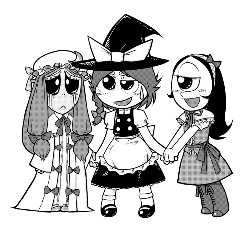 kirisame marisa, alice margatroid, patchouli knowledge, ruby gloom, iris, and 1 more (touhou and 1 more) drawn by leex