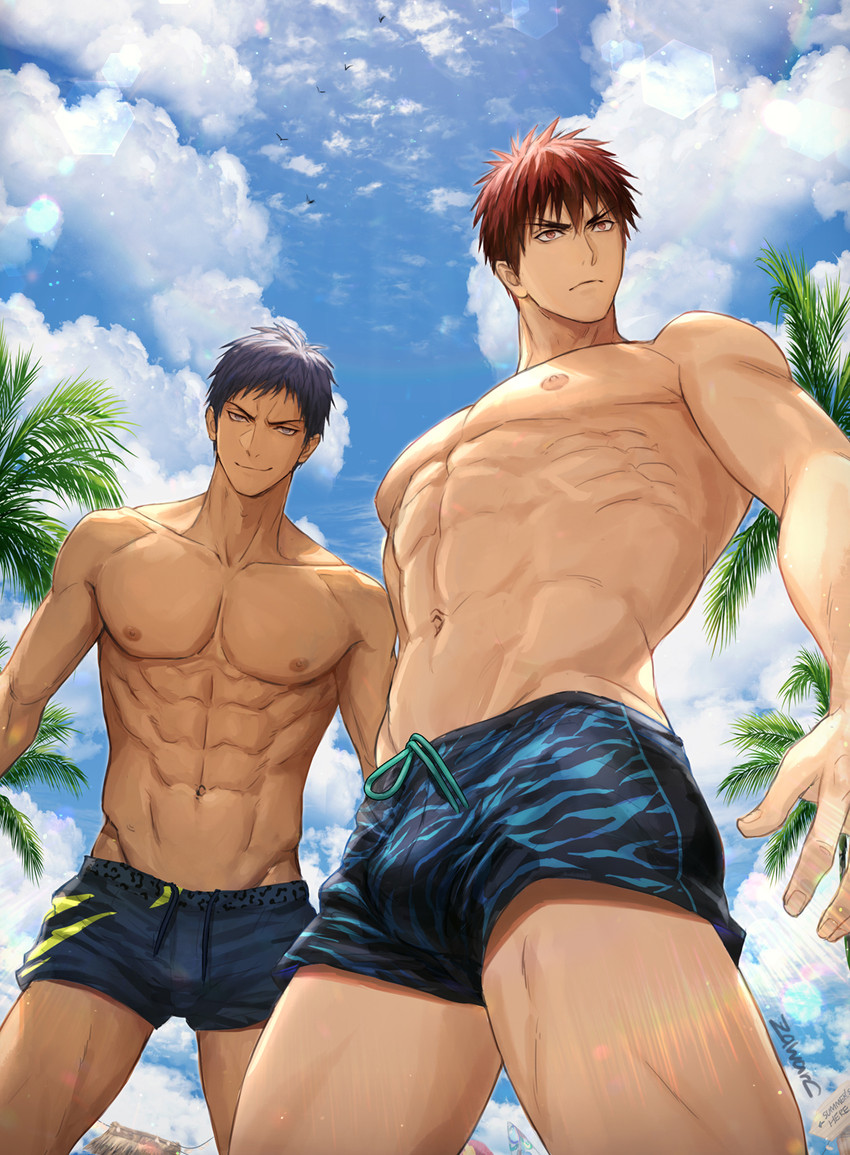 aomine daiki and kagami taiga (kuroko no basuke) drawn by zawar379