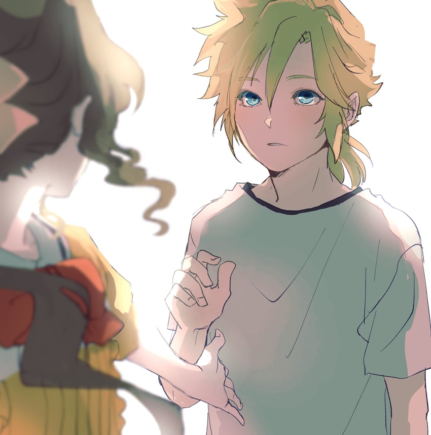 cloud strife and aerith gainsborough (final fantasy and 3 more) drawn by demi_co