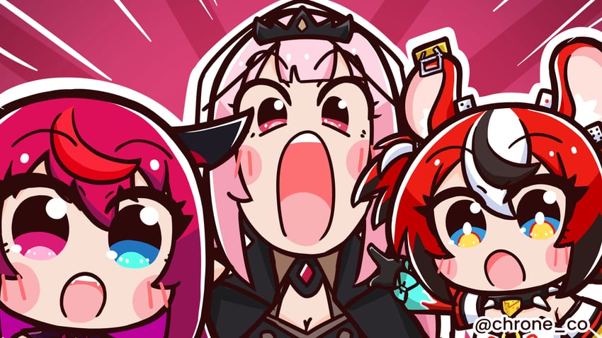mori calliope, hakos baelz, irys, and soyjak (hololive and 1 more) drawn by chroneco