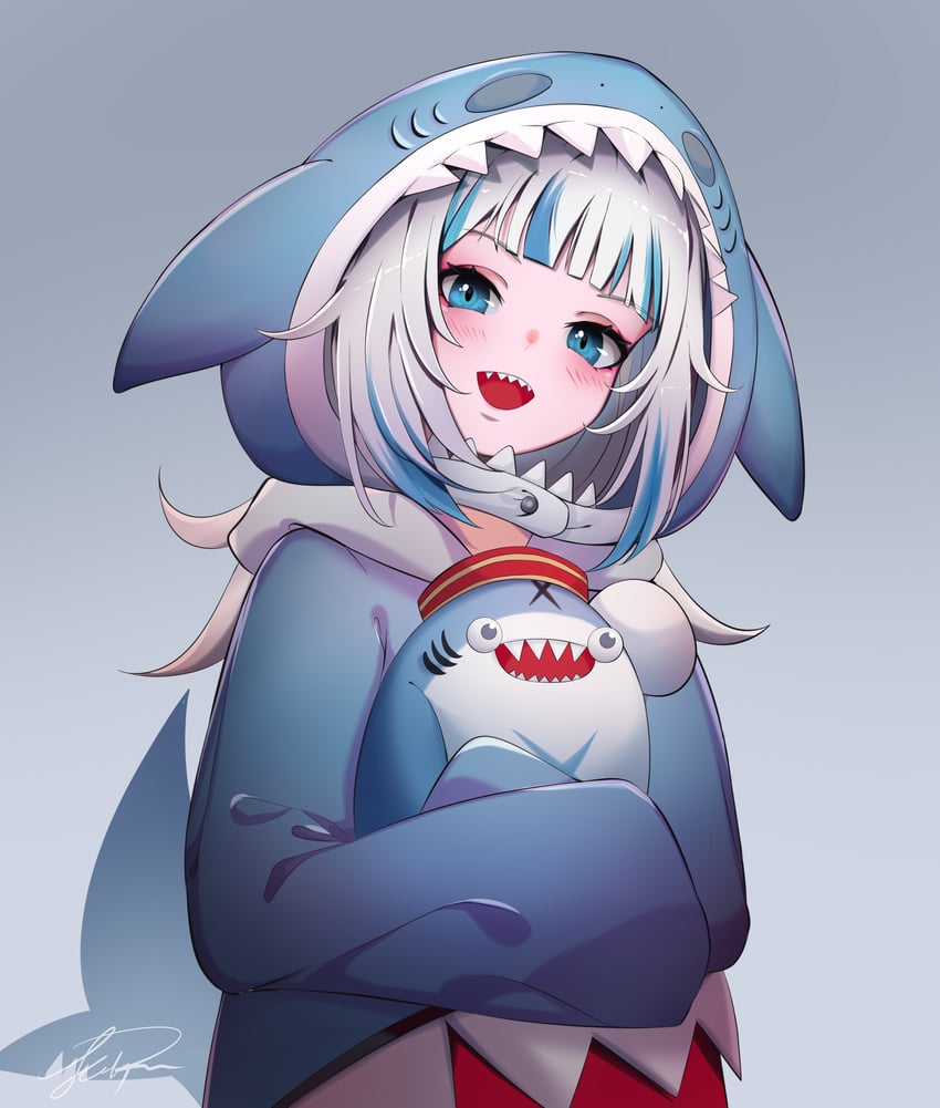 gawr gura and bloop (hololive and 1 more) drawn by sechipuu
