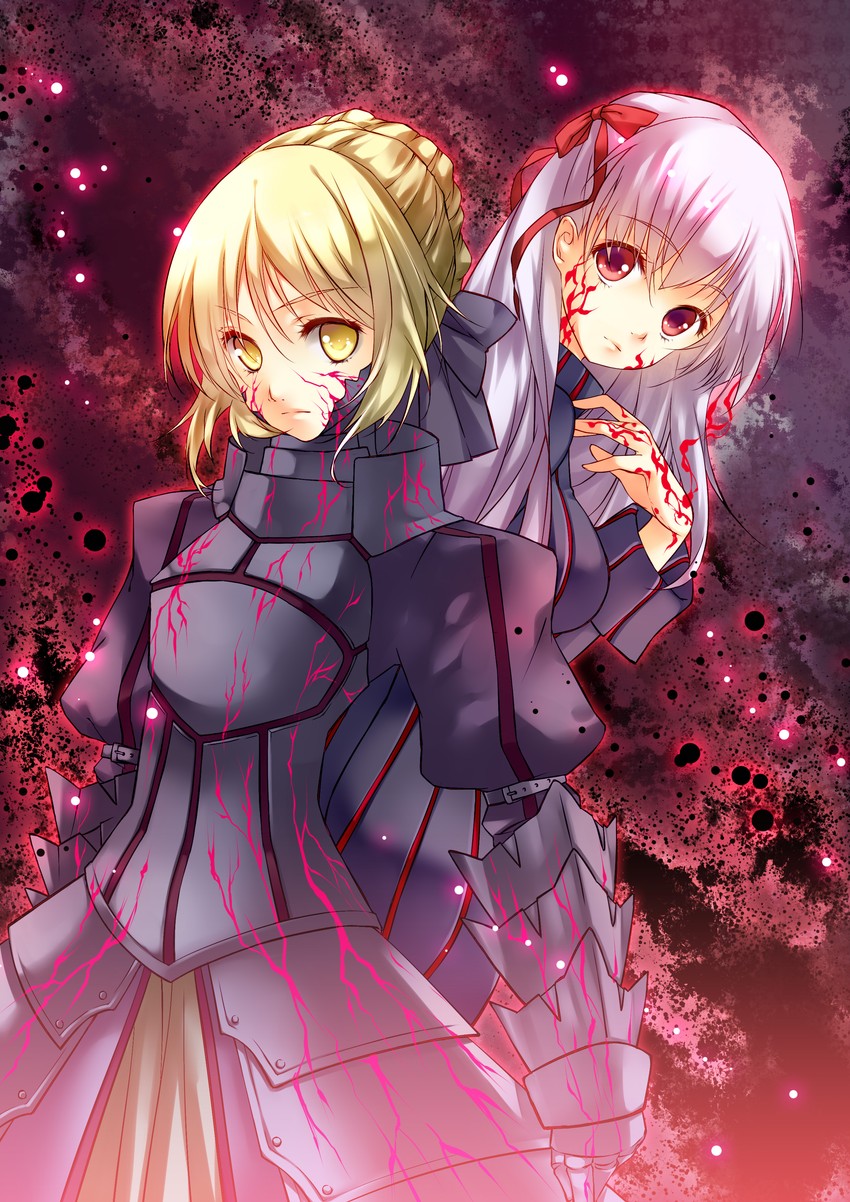 artoria pendragon, saber alter, matou sakura, and dark sakura (fate and 2 more) drawn by lilithbloody