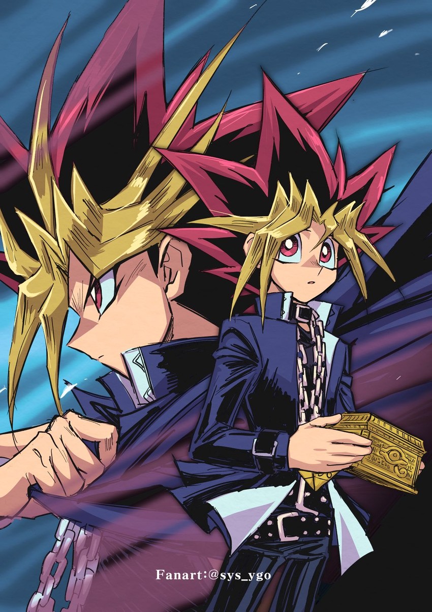 muto yugi and yami yugi (yu-gi-oh! and 1 more) drawn by soya_(sys_ygo)