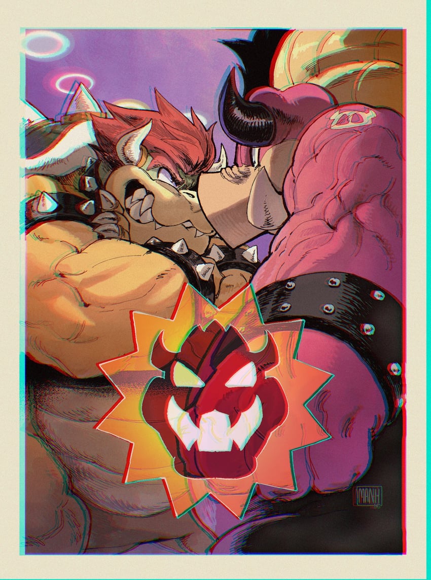 bowser and midbus (mario and 2 more) drawn by ngmanhho