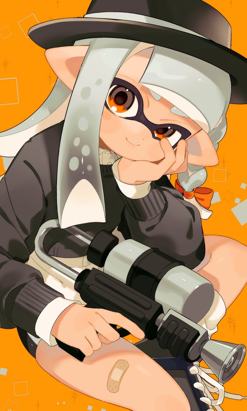 inkling player character and inkling girl (splatoon) drawn by sabata_saba