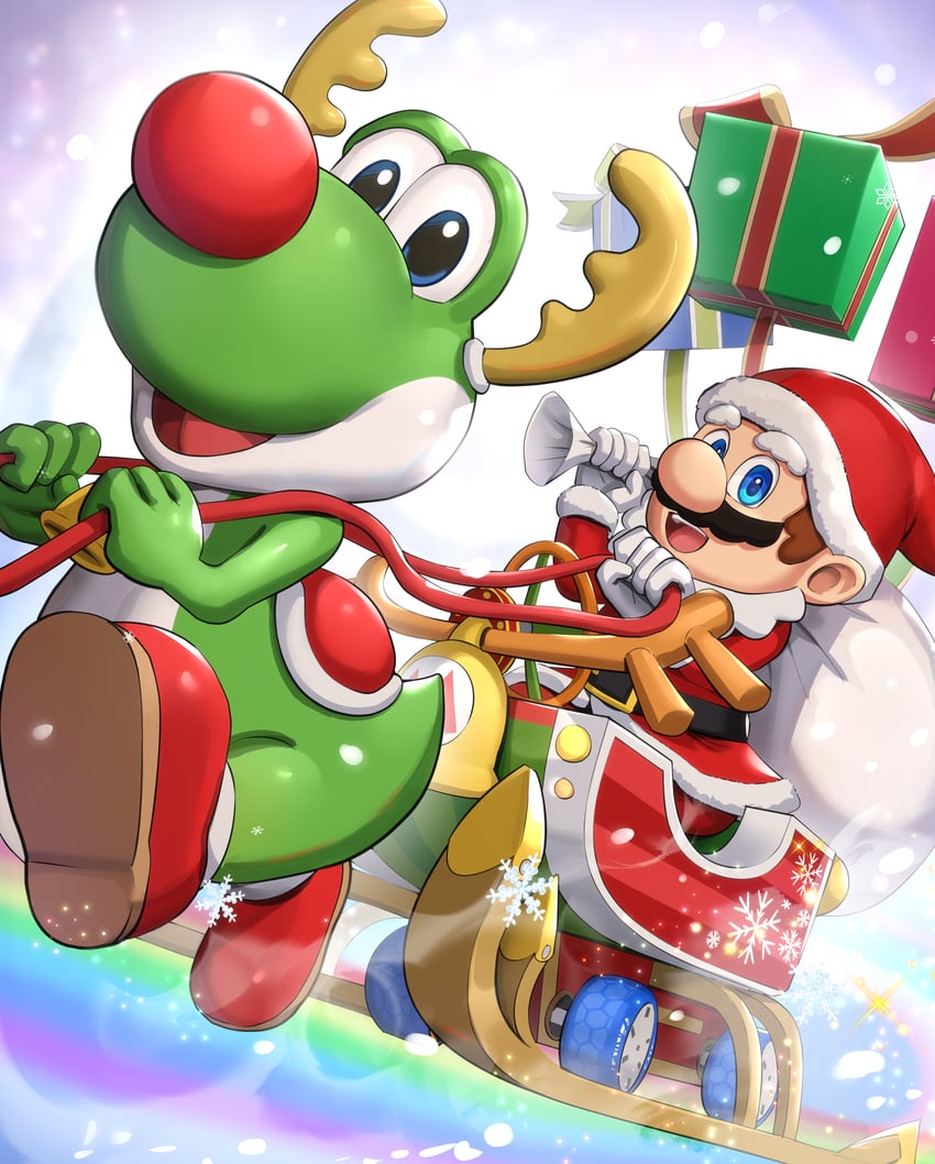 mario and yoshi (mario and 2 more) drawn by gonzarez