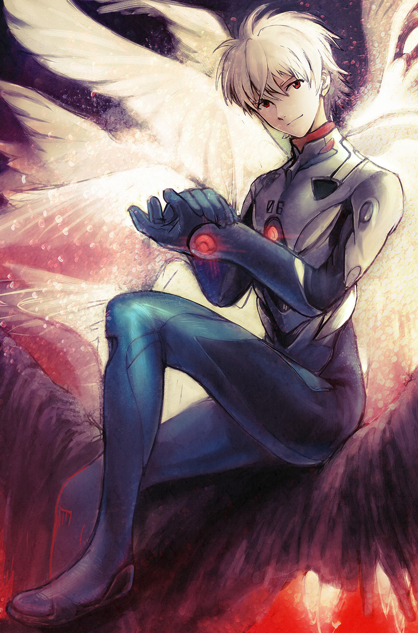 nagisa kaworu (neon genesis evangelion and 2 more) drawn by nucchori